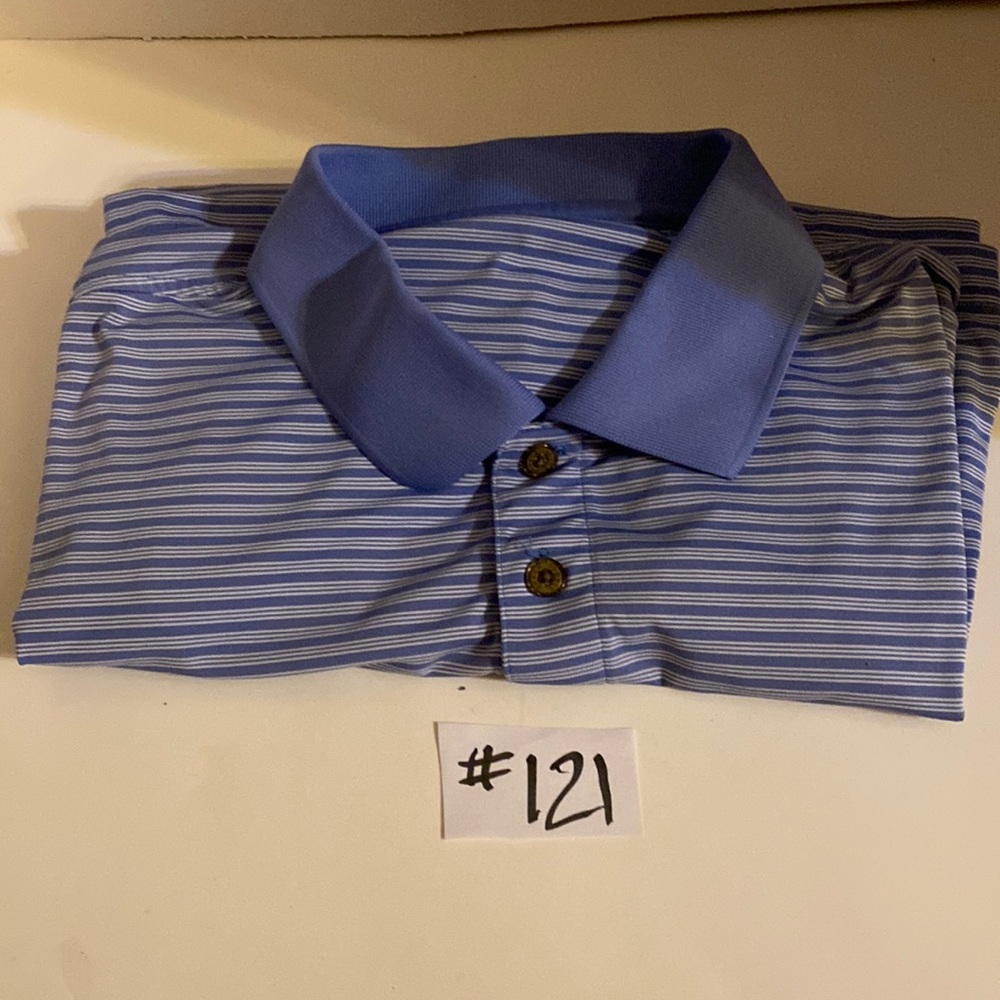 Size XL. No brand Blue striped shirt.